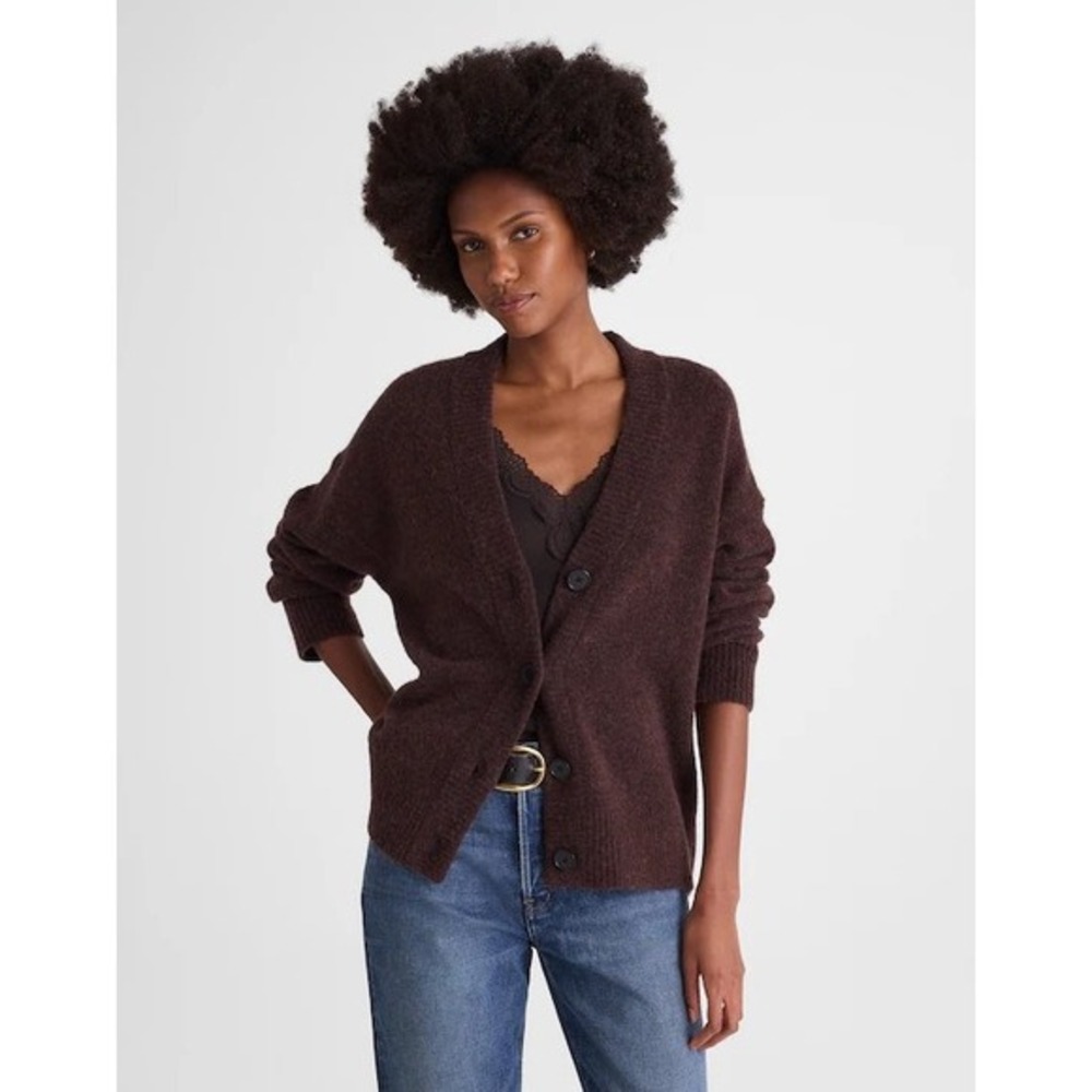 Madewell‎ v neck drop shoulder cardigan brown medium